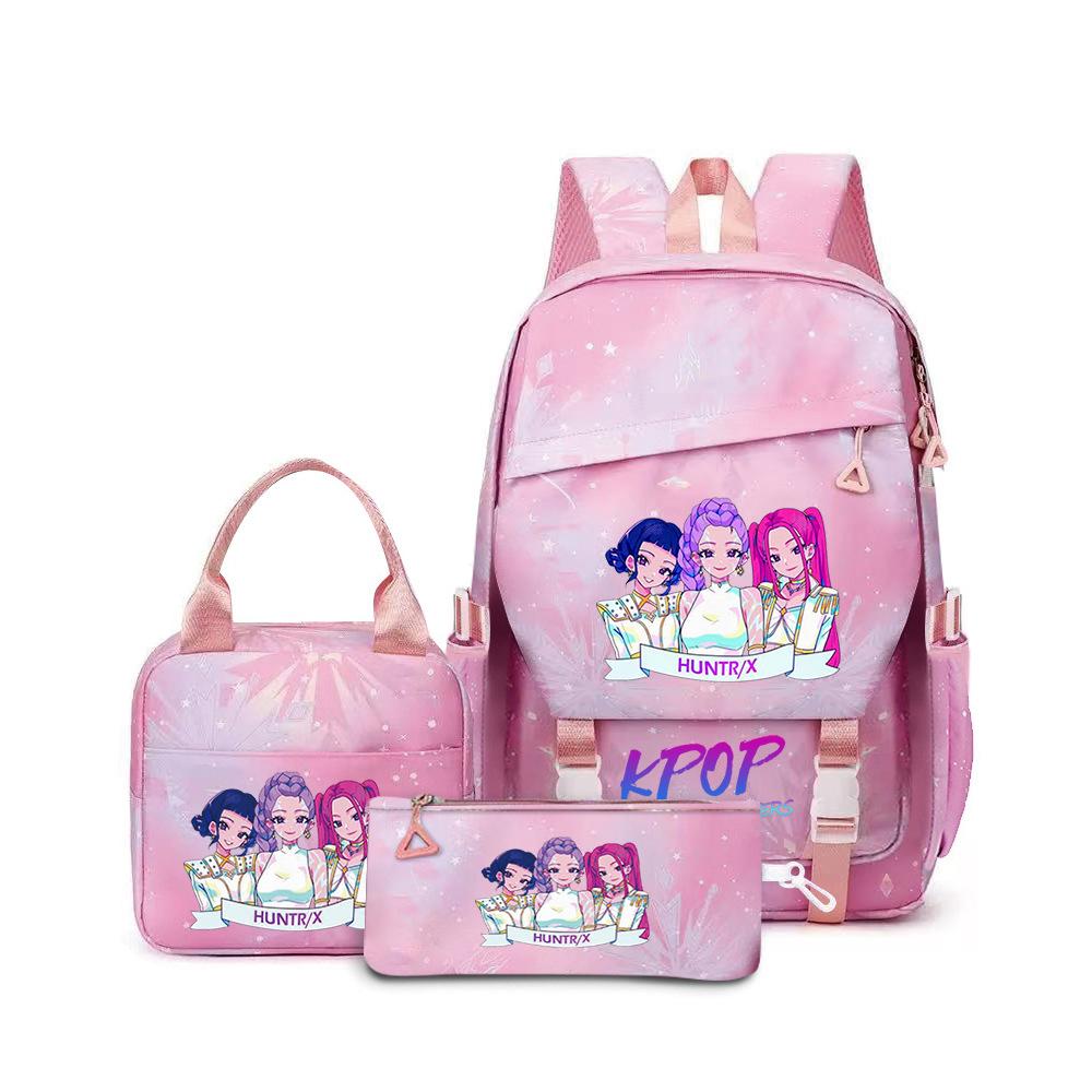 Kpop Demon Hunters, Elementary School Bag, Children'S Backpack, Lunch Bag, Pencil Bag, Three-Piece Set, Student Backpack
