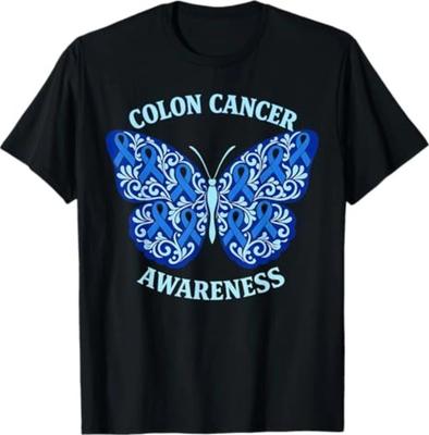 Kolorektales Dickdarmkrebs Bewusstsein Blaues Band Schmetterling T-Shirt