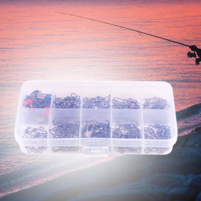 115Pcs Fishing Swivel Set with Interlock Snap Snaps Tackle Compact Stainless Steel Strong