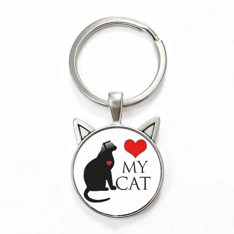 Yin Yang Double Cat Ear Gem Keychain - Trendy Unisex Alloy Accessory