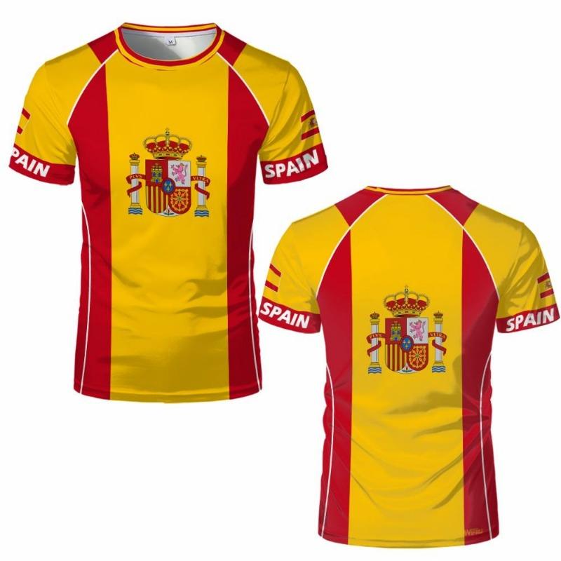 Maglia Grafica Bandiera Spagnola Moda Stampa Geometrica Asciugatura Rapida T-shirt Calcio Uomo Donna Sport Allenamento Casual Traspirante Top