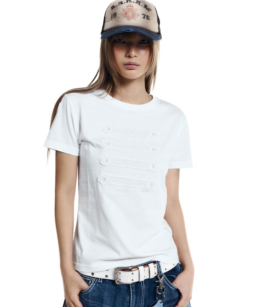 AAKAM Napoleon Corded Half Top (White)