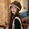 Autumn and Winter Retro Beret Plaid Plush Warm Plush Versatile Thickened Octagonal Hat Duck Tongue Painter Hat