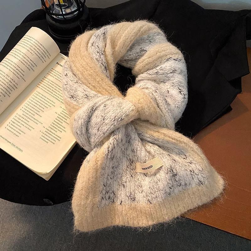 Xiaoxiangfeng color matching wool scarf women's winter senior sense thickened warm mohair knitted shawl student scarf