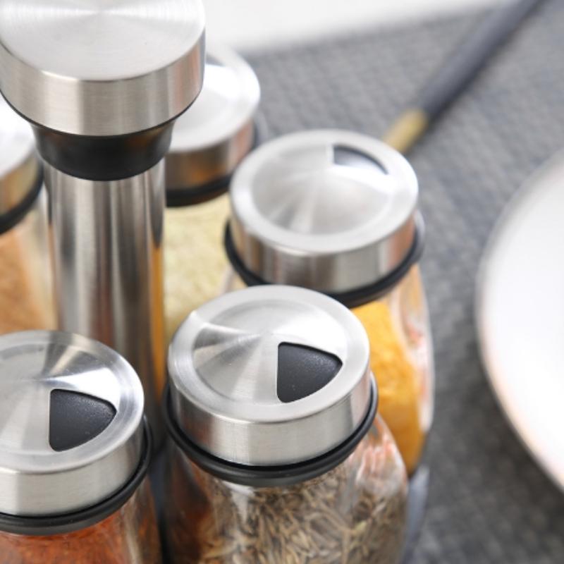 Household glass cumin powder pepper sesame scattering bottle, rotating seasoning jar, commercial sealed moisture-proof