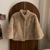Women's fashion short fur jacket temperament celebrity nine-quarter sleeve small stand-up collar imitation rabbit plush jacket