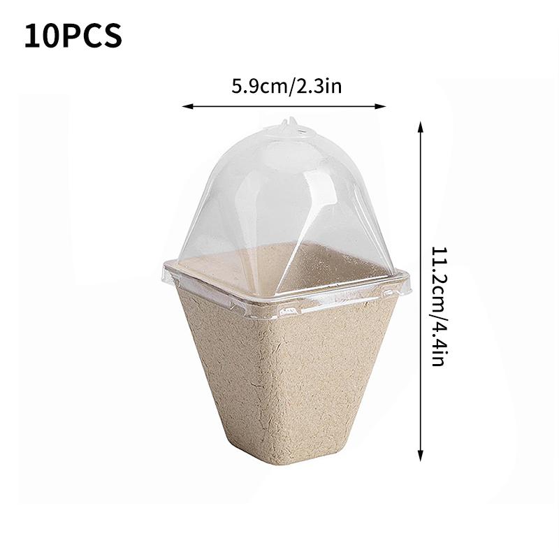 10KS Hrnek na sazenice s víkem Ovoce Zelenina Klíčení semen Hrnek do školky Hrnce na pěstování sazenic Biologicky odbouratelné Jednorázové
