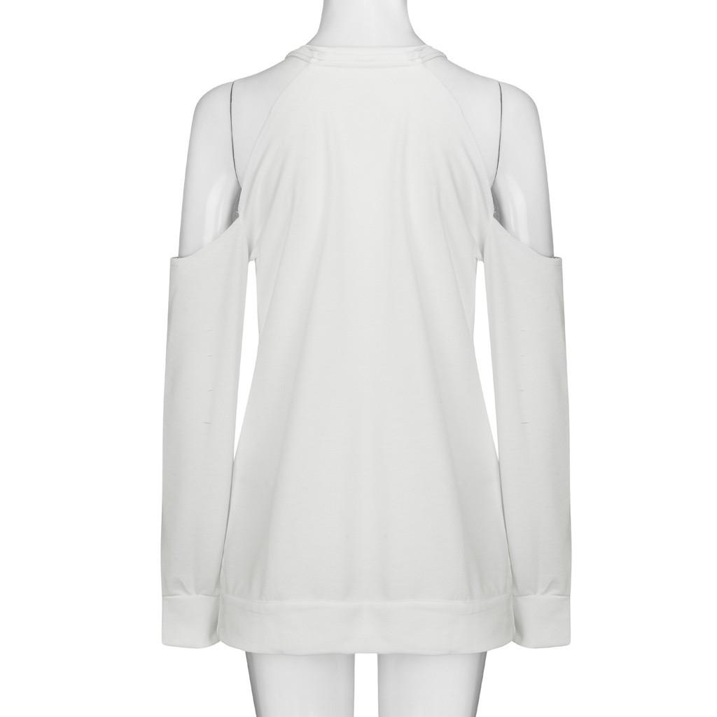 Women Long Sleeve Off Shoulder Color Casual Shirt Easy Blouse Tops