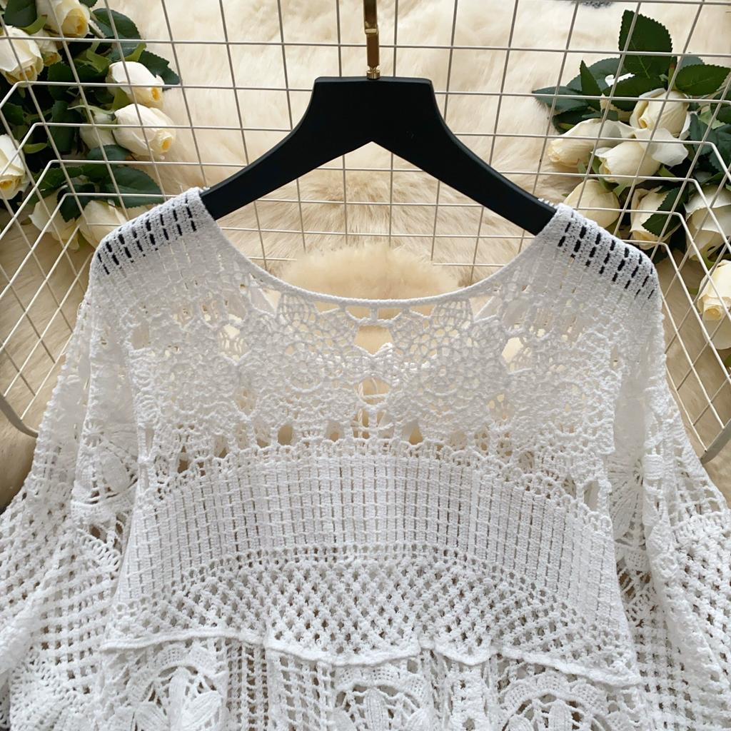 Dimanaf 2025 New Tees Summer Women Beach T-Shirt Basic Fashion Tops Lace Tees Casual Loose White