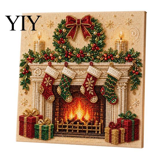 Detailed Resin Faux Diamond Kit Christmas Pearl Art Kit, 20x20cm Xmas Painting DIY Sparkling 3D Craft for Adults, Festive Wall Decor Unique