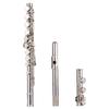 Western Concert Flute Nickel Plated 16 Holes C Key Cupronickel Woodwind Instrument with Cleaning Cloth Stick Gloves