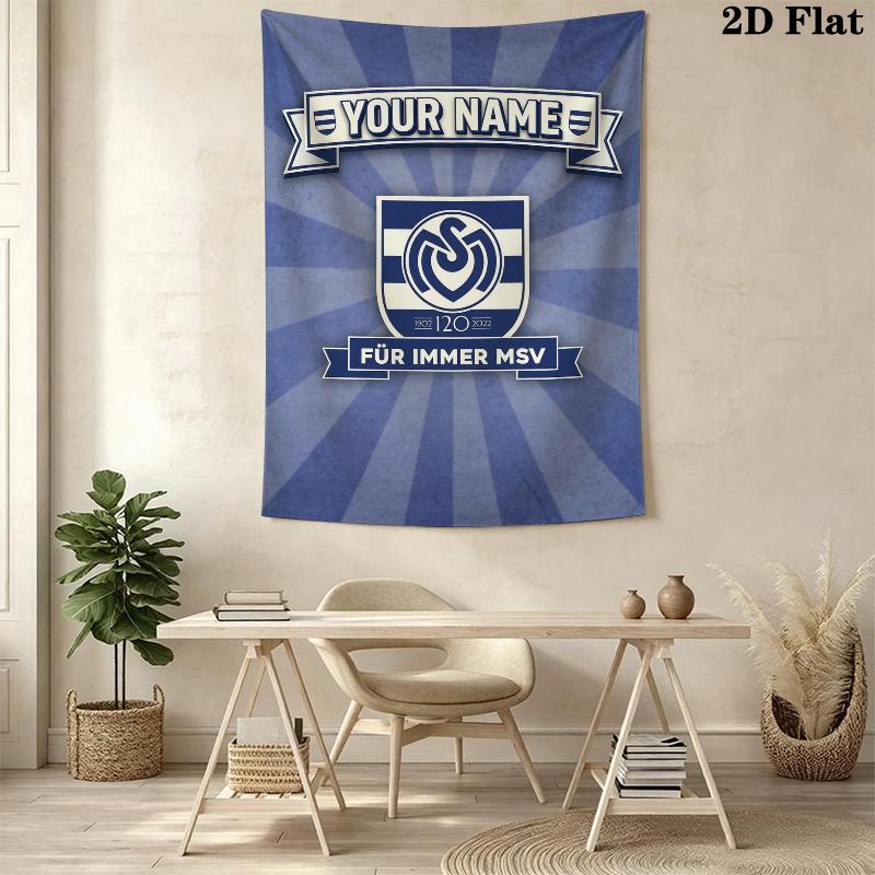 Benutzerdefinierter Name MSV Duisburg Wandteppich Ästhetisches Wandbehang Gedruckte Stoffdecke Dekorative Wandteppiche für Schlafzimmer Wohnzimmer Heimdekoration
