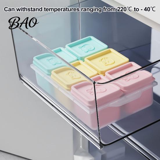 Baby Meal Prep Accessories Food Grade Silicone Freezer Molds, Large Capacity 6 Compartments Easy Release Trays Containers, Leak-proof Reusable Storage