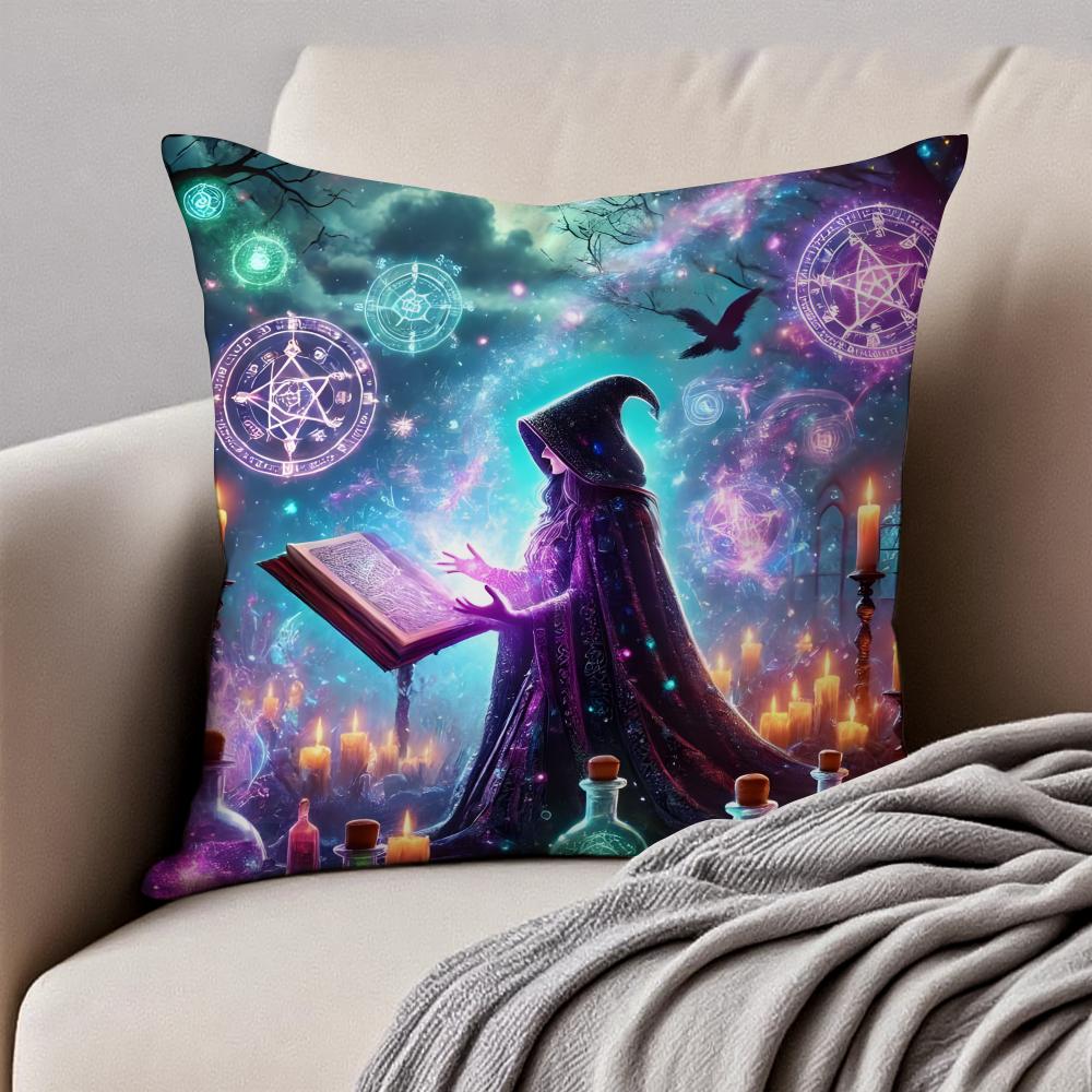 Dreamlike Magical Pattern Cushion Cover Pillowcase Antidustmite Invisible Zipper Short Plush Sofa Cushion