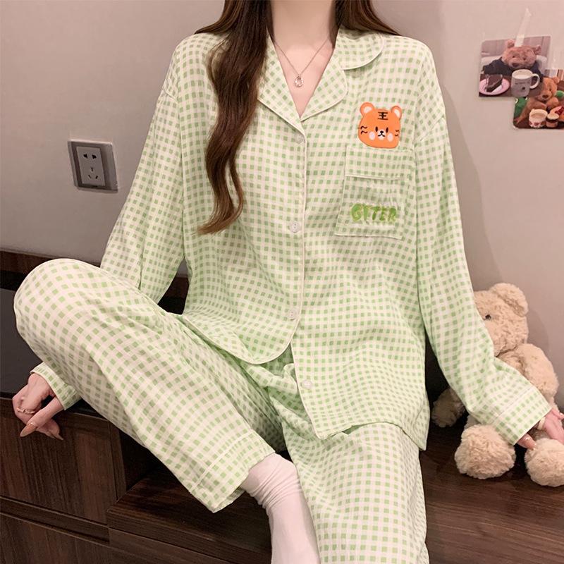 Elegant And Simple Natural Style Pajamas Women'S Autumn Flowers Long-Sleeved Fashion Loungewear Cloud Cotton Suit