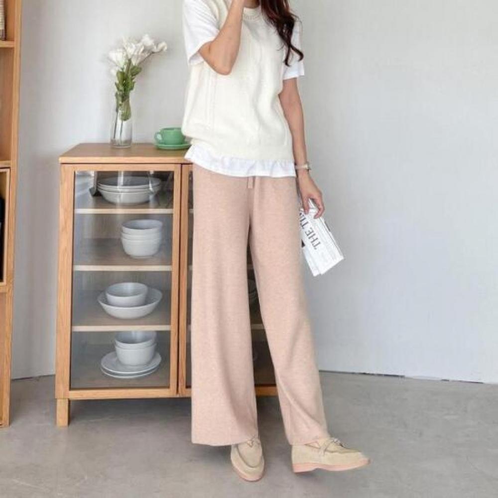 New Arrivals Open Run Women Viscose Loose Middle Aged Pastel Autumn Sweater Pant