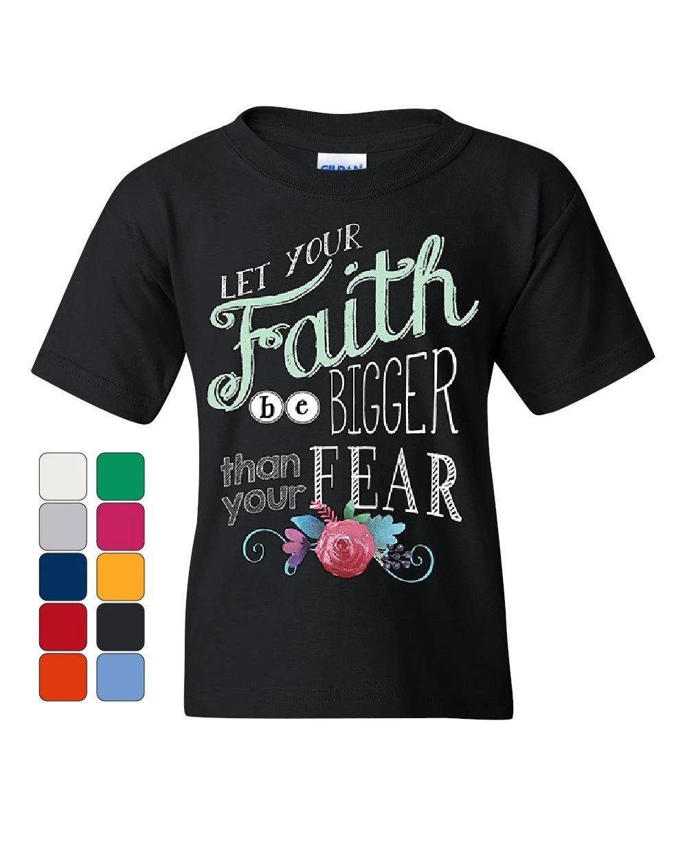 Let your Faith be Bigger Youth kids boys T-Shirt Inspiration God Religion Bible Kids Tee 100