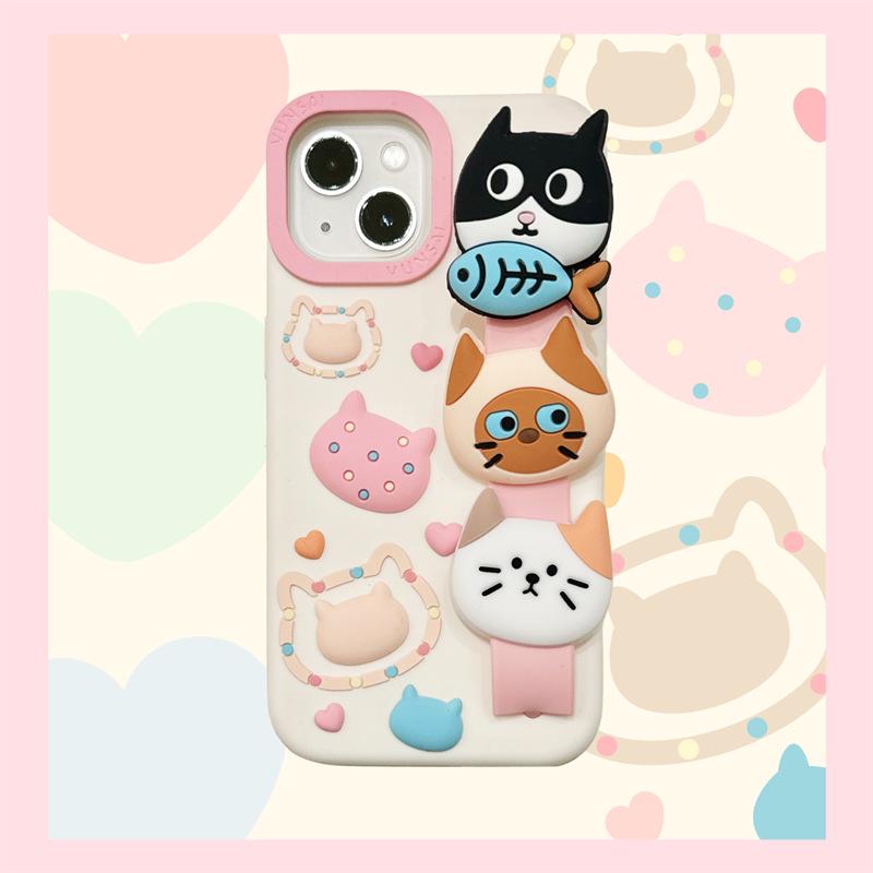 Cartoon Cat Wristband iPhone 14/13/12/17/16/15PROMAX Drop-Proof Case