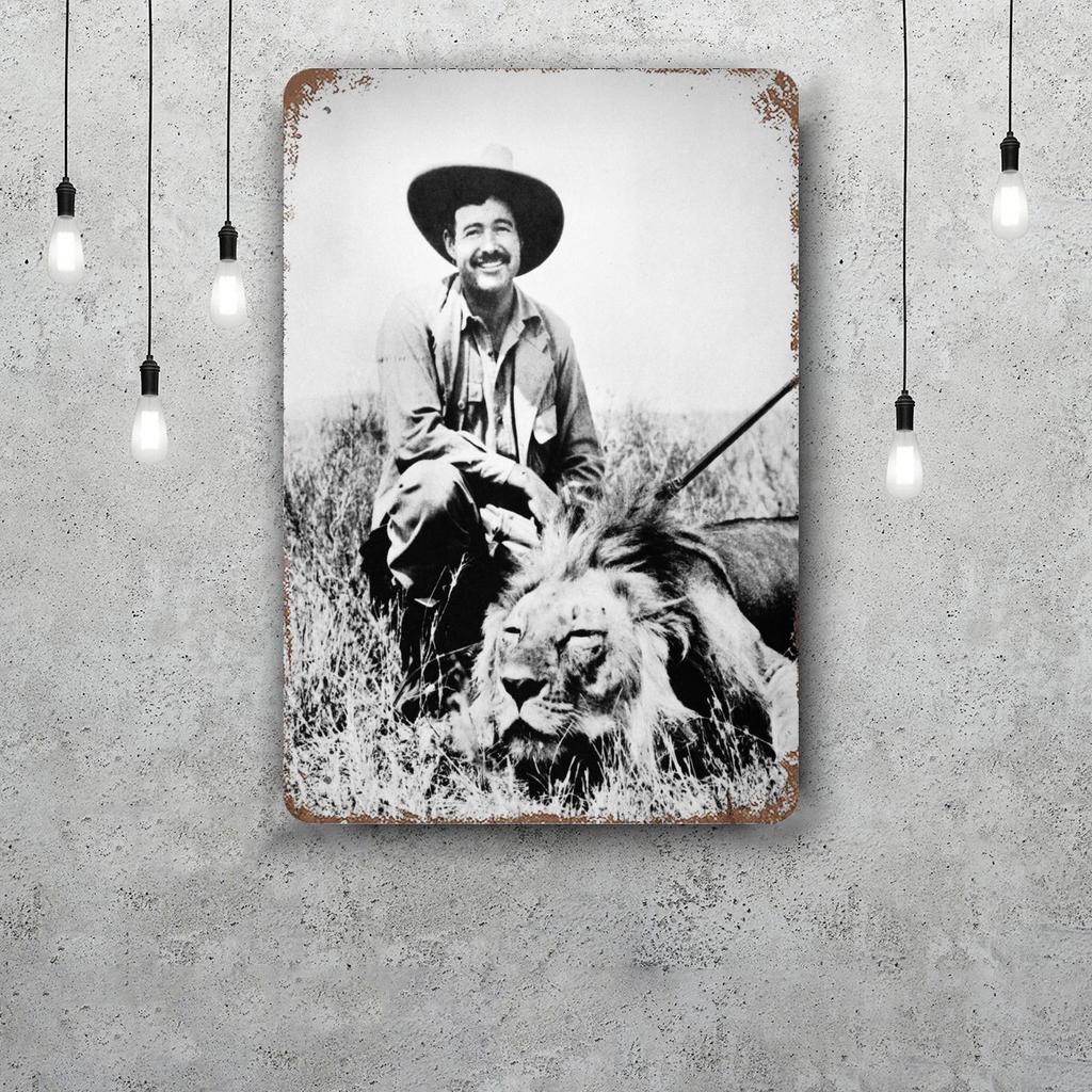 Ernest Hemingway Retro Vintage Tin Sign Poster Decorative Plaque Metal Plate Wall Decor