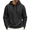 Mens Hooded Casual Sweatshirt With Jacquard Lightweight Cotton Blend Long Sleeve