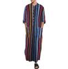 Striped Gradient Stand Collar Robe - Men's Long Sleeve Southeast Asia/Middle East Style