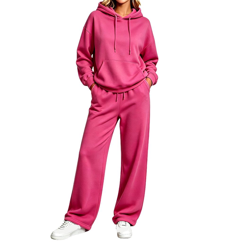 Women's 2 Piece Lined Hoodie and Wide Leg Pants Set Casual Tracksuit for Fall Winter