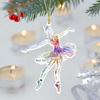 Sparkling Ballerina Christmas Ornament 2D Acrylic Hanging Decor for Tree Car Mirror Home Display Festive Dance Figure