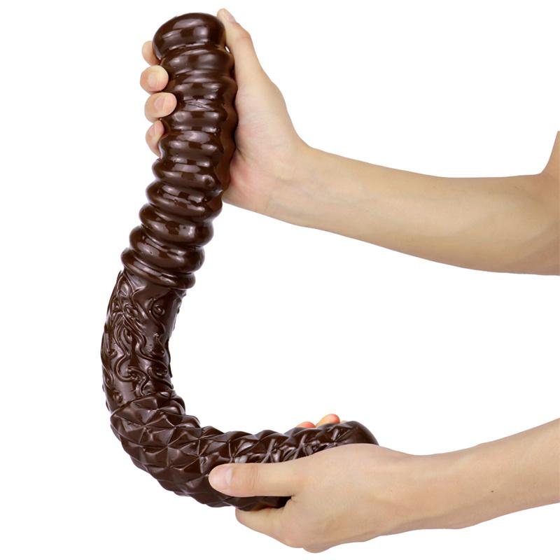 Coffee Double-headed Gold Hoop for Women's Double-headed Dildo Oversized Thick and Long Dildo Anal Plug