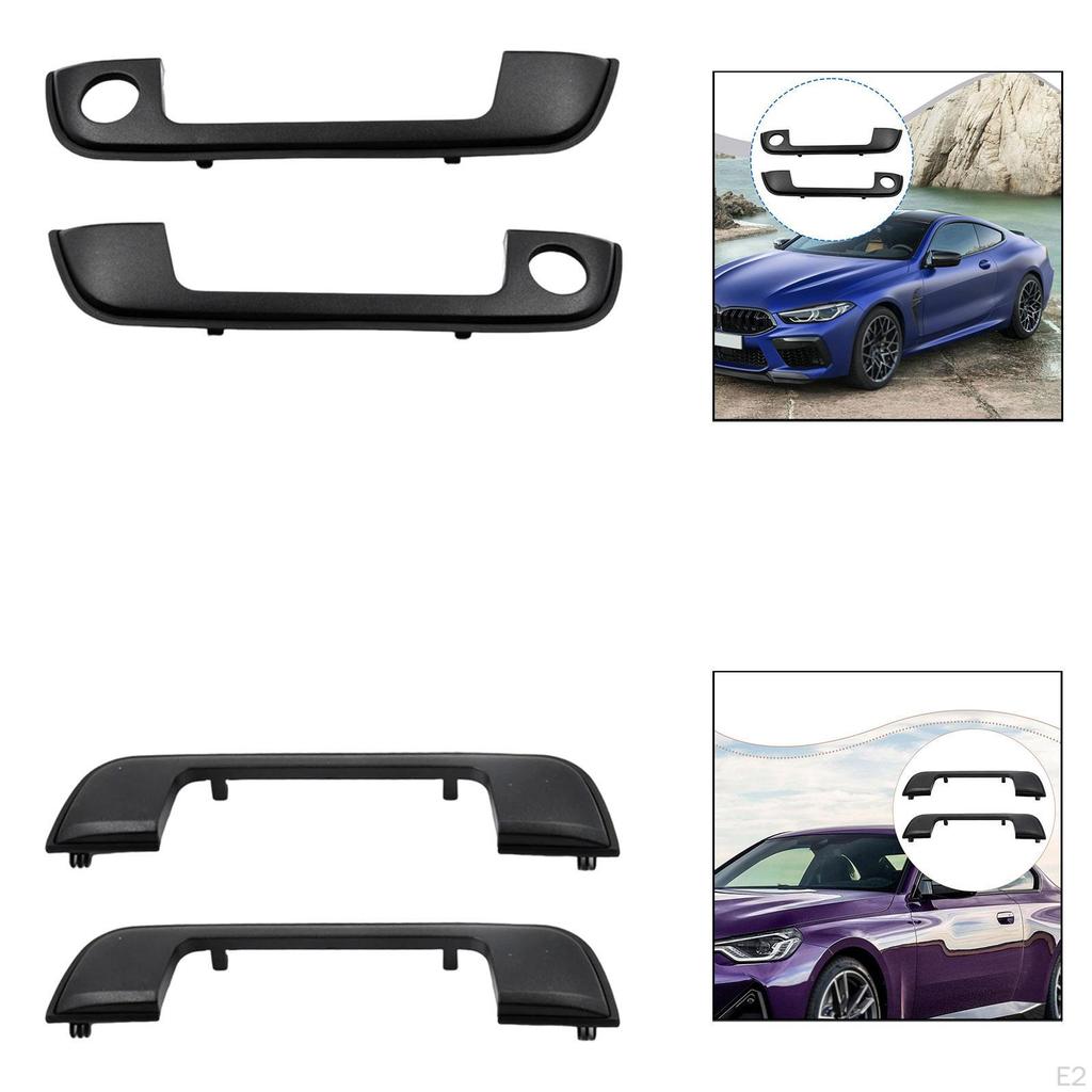 2 Pieces Door Handle Cover Accessory 51218122442 Black Trim for E34 Replace Parts