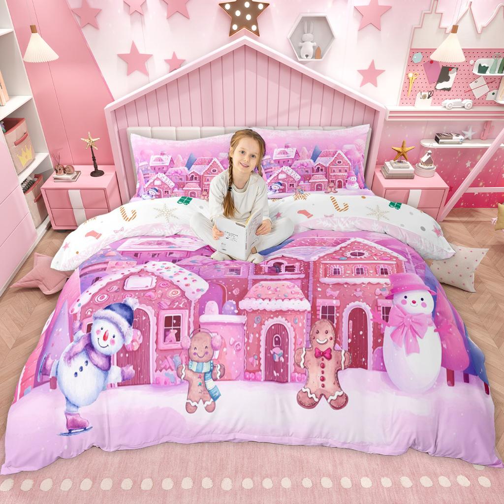 Homewish Gingerbread Nutcracker Duvet Cover Set For Kids Girls Merry Christmas Quilt Cover Set Happy New Year Gifts Bedding
