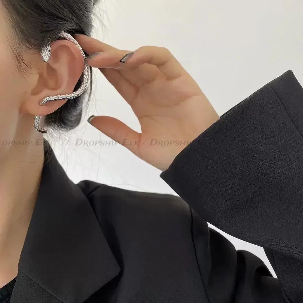 1pair Snake Earring Clips Without Piercing Punk Non Pierced Clip Earrings Ear Cuffs for Women Men Fake Piercing Jewelry