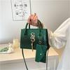 Fashion Solid Color Simple Crocodile Letters Tassel Casual Atmosphere Shoulder Handbag Bag For Women