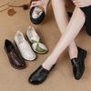 New Top Layer Cowhide Women's Shoes Genuine Leather Casual Color-blocking Women's Single Shoes Middle Mother's Shoes Large Size Shoes