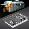 RV Gas Stove 2 Burners 1.8Kw Power Tempered Glass Panel Easy to Clean Gas Cook Top for Boat Caravan 