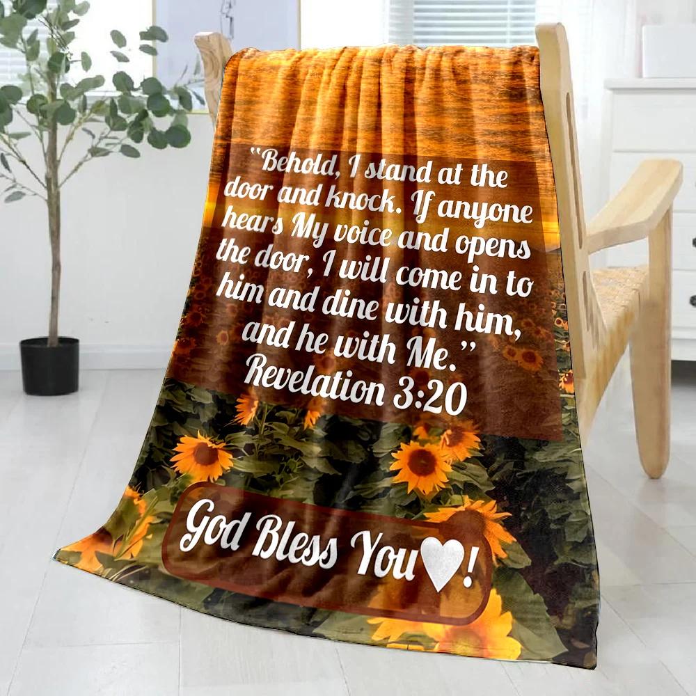Devout Faith Bible Verses Flannel Blanket Throw Sofa Bed Cover Four Season Soft Fluffy Quilt Blanket Outdoor Leisure Nap Office