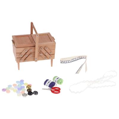 Narzędzia do szycia w stylu retro Organizer na nici Mini mebelki o funkcjonalnym designie Do domków dla lalek Prezentacja