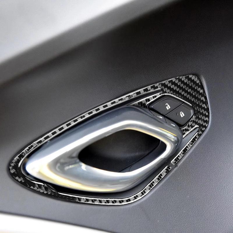 Accessoires de voiture en fibre de carbone véritable Cadre de poignée de porte Couvercle de garniture décorative Autocollant souple Pour Chevrolet Camaro 6ème Génération 2016-2025