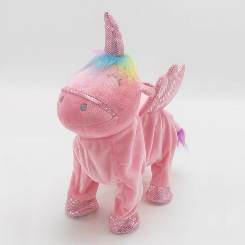 35cm Electric Walking Unicorn Plush Funny Toy Talking Toy Unicorn Singing Music Stuffed Toy for Children Kids Gift