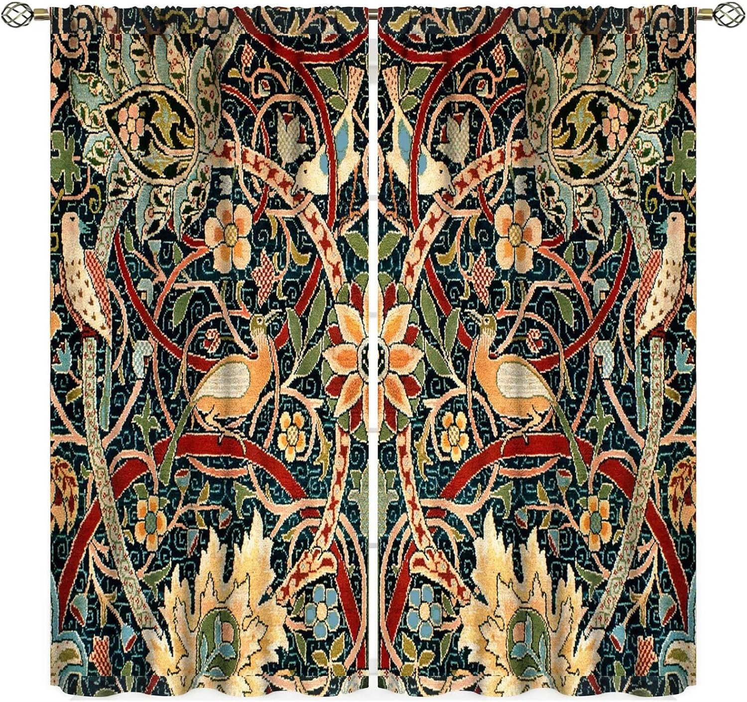 

Винтажные цветочные шторы Уильяма Морриса с птицами и ботаническими цветами для окон спальни, гостиной 42x45 дюймов Декор 100*130 HOOK 1pcs
