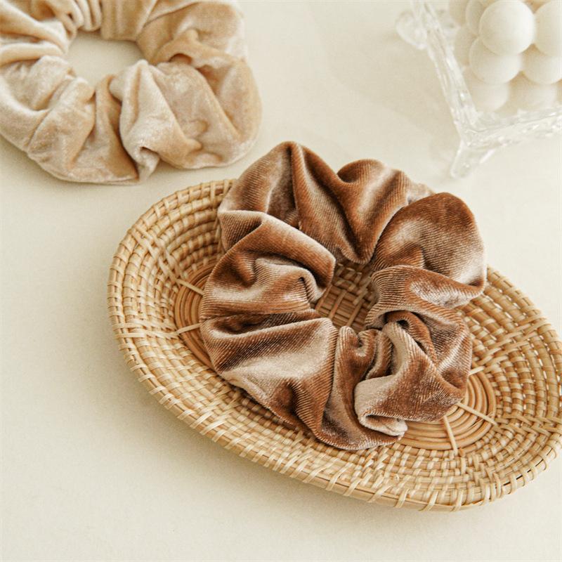 1Pc Women Solid Color Scrunchies Vintage Coral Velvet Hair Band For Girls Ponytail Holder Rubber Bands Elastic Hair Ties Accessories