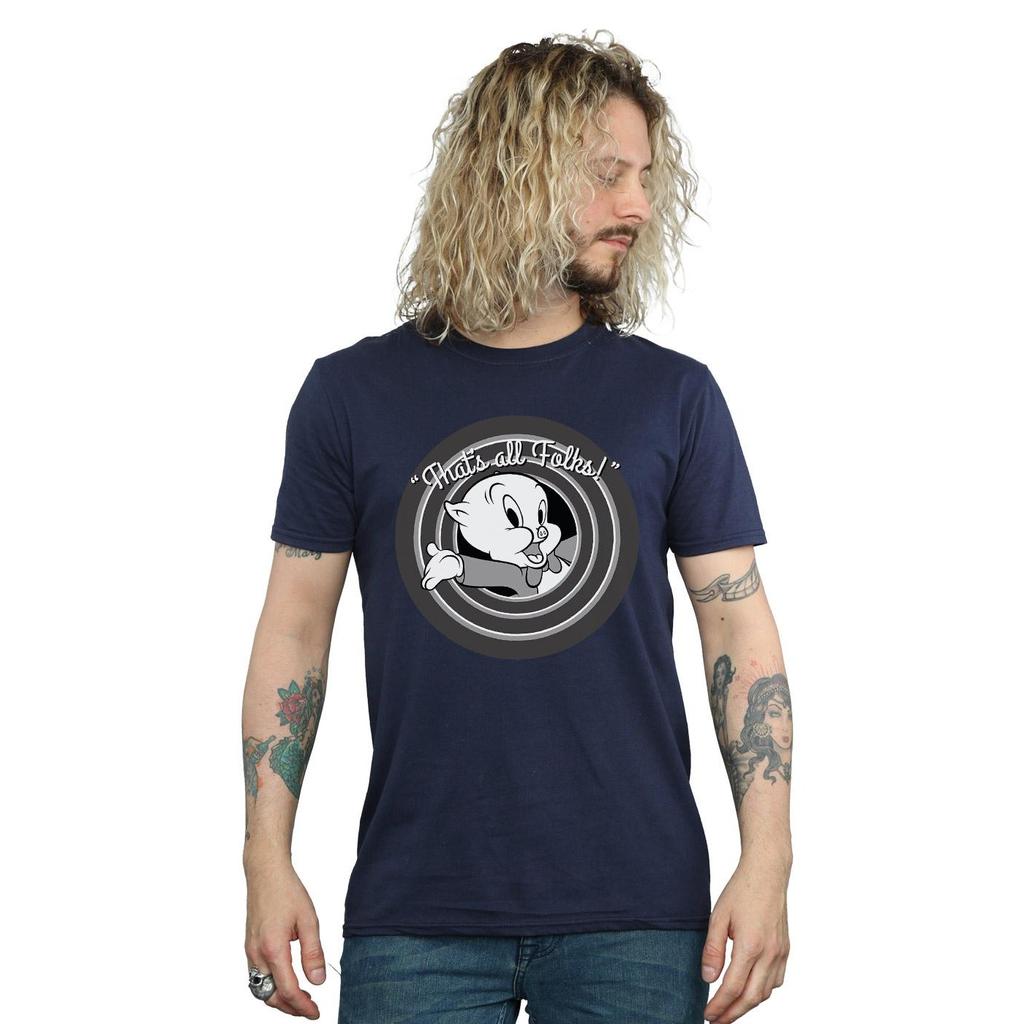 Looney Tunes Mens That´s All Folks Porky Pig Cotton T-Shirt