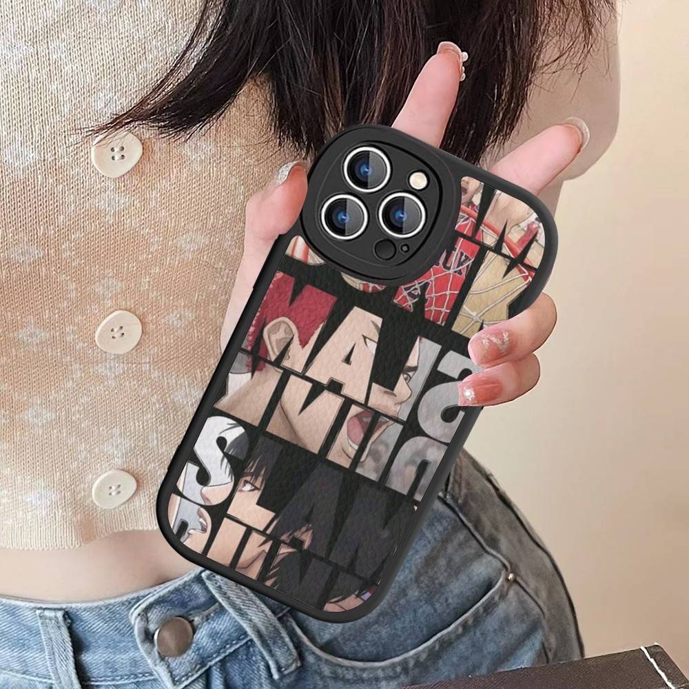 Japanese S-SLAM D-DUNK Phone Case For IPhone 16 15 14 13 12 11 Pro Max Plus Soft Leather Cover