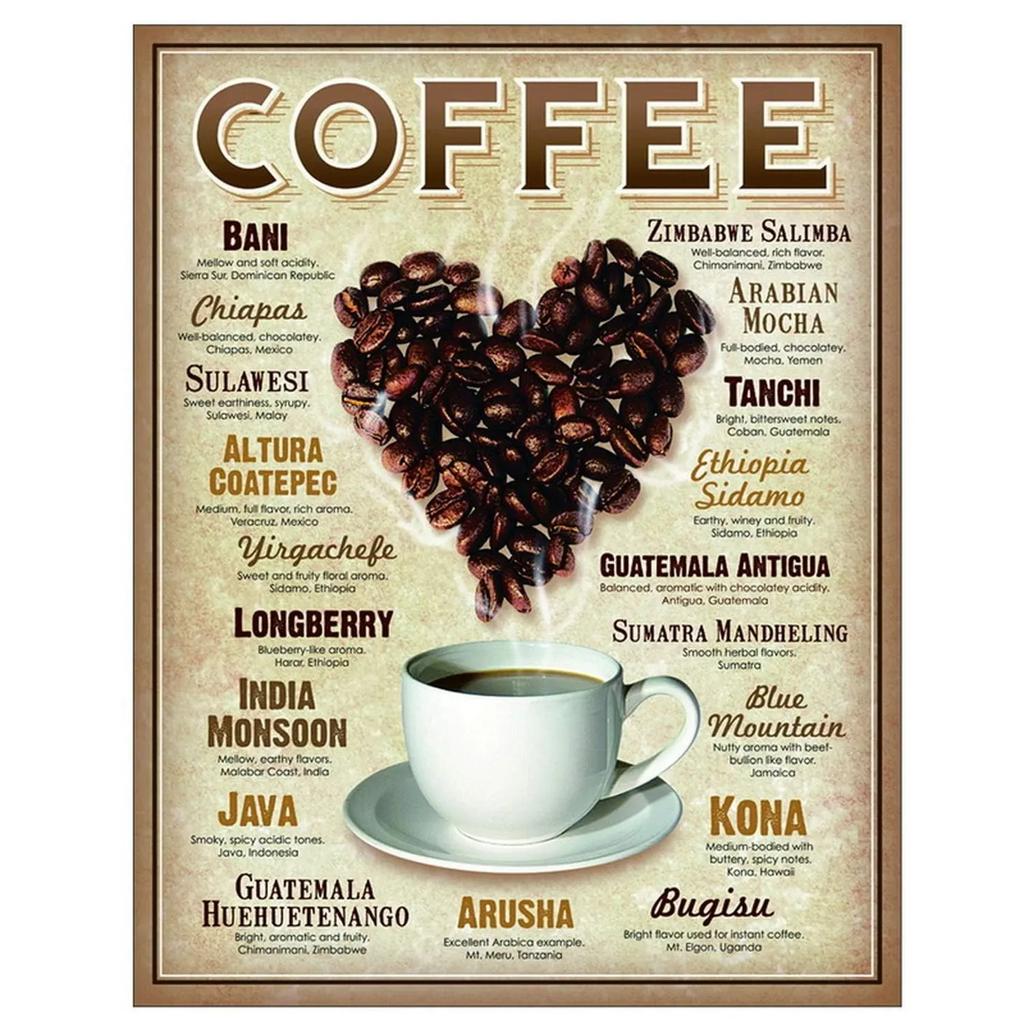 Vintage Coffee Metal Tin Sign Plaque Plate Retro Wall Art Poster For Cafe Bar Pub Kitchen Man Cave Club Iron Painting Decoration