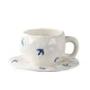 Korean Hand-Painted Ceramic Cup & Saucer Set - Creative Irregular Design for Coffee & Tea