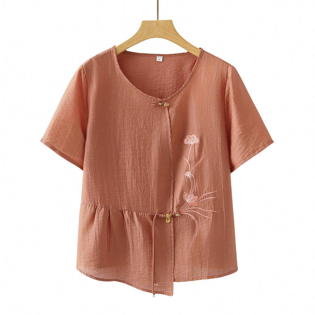 New Summer Short-Sleeve T-Shirt Set for Middle-Aged Women, Plus Size, Two-Piece Outfit, Modern Style for Mothers and Elderly Women