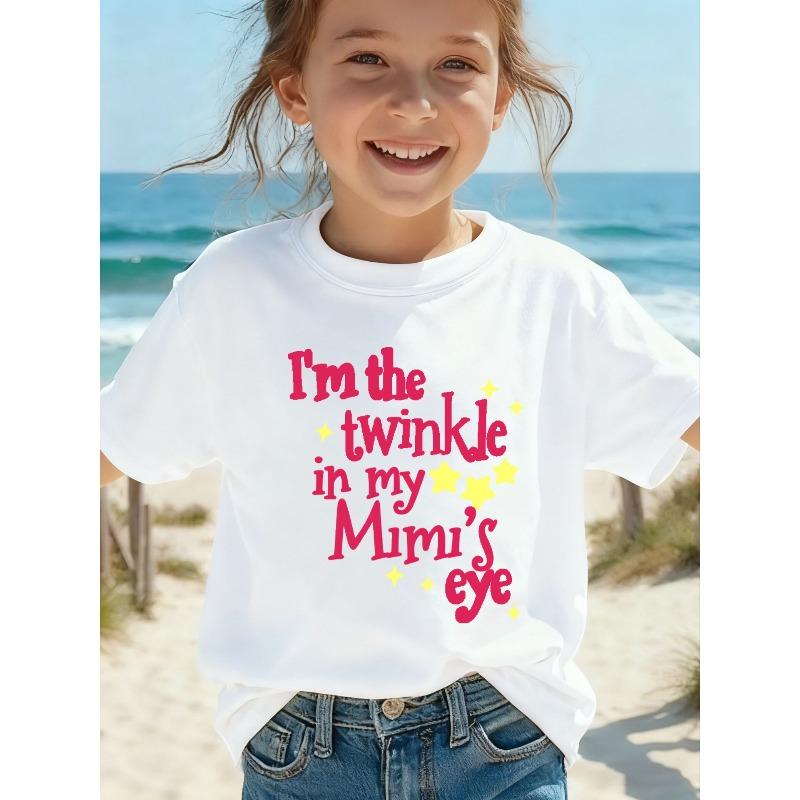 

European Size Girls Round-neck Short-sleeved T-shirt with Unique English Patterns 164cm білий