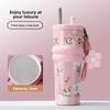 Ceramic Double Drink Coffee Cup With Handles And Straw For Office And Home Use