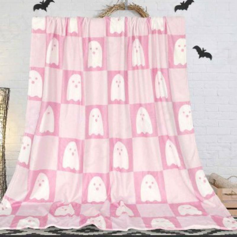 Halloween Pumpkin Spider Web Flannel Blanket Soft Warm Home Throw Gift