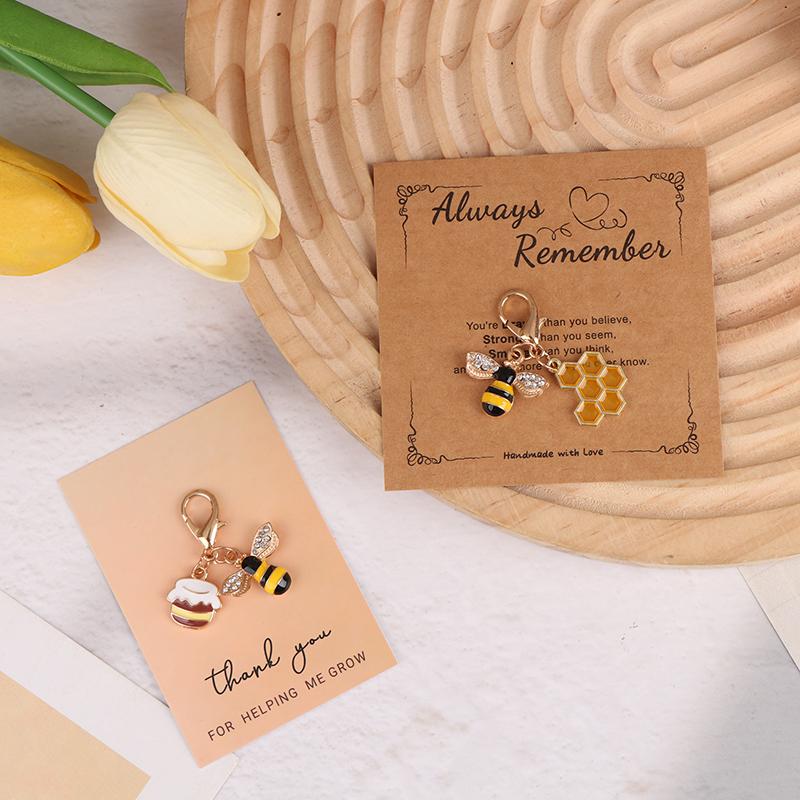 1/3Pcs Cute Bee Honeycomb Honeypot Keychains Gifts For Women Men Handbag Accessorie Jewelry