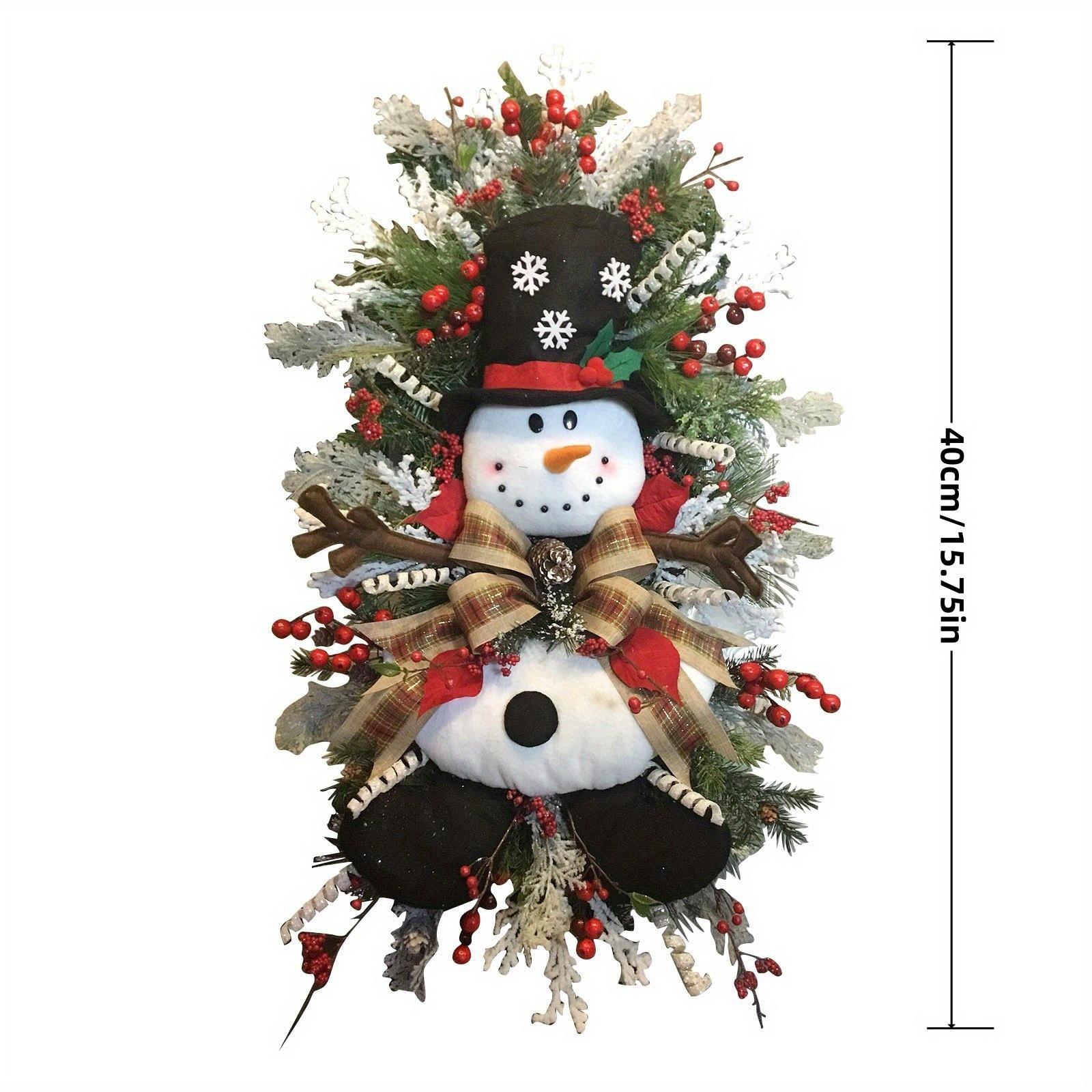 

1Pc Christmas Decorations, Christmas Wreath with Snowman Swag for Front Door, Christmas Door Wreath for Home Farmhouse Home Wall Window Festival белый